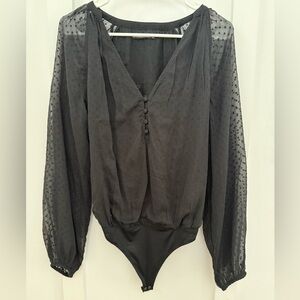 Abercrombie & Fitch Black Sheer Sleeve Bodysuit